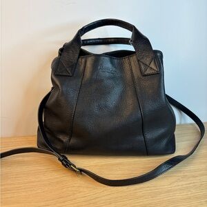 Ada Triple Entry Satchel Black Pebbled Leather by American Leather Co  LIKE NEW!